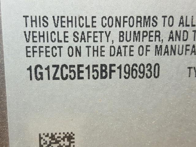 1G1ZC5E15BF196930 - 2011 CHEVROLET MALIBU 1LT BROWN photo 10