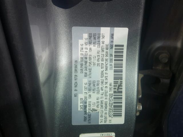 JM3TB38V490167488 - 2009 MAZDA CX-9 SILVER photo 10