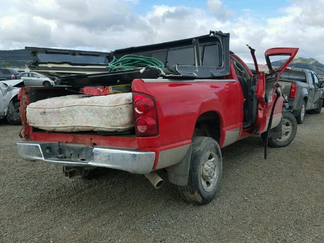 3D7KS28A88G195662 - 2008 DODGE RAM 2500 S RED photo 4