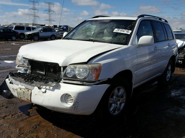 JTEHD21AX20014786 - 2002 TOYOTA HIGHLANDER WHITE photo 2