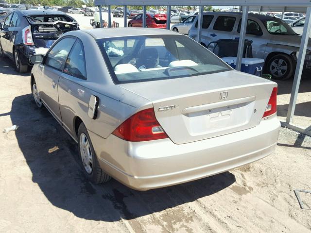 1HGEM22542L004943 - 2002 HONDA CIVIC LX BEIGE photo 3