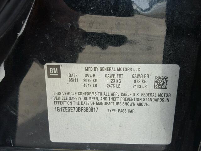 1G1ZE5E70BF380817 - 2011 CHEVROLET MALIBU LTZ 黑色 照片 10