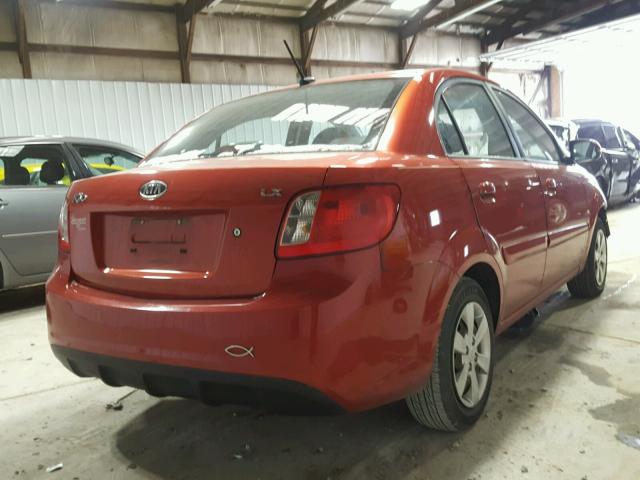 KNADH4A38A6684396 - 2010 KIA RIO LX RED photo 4