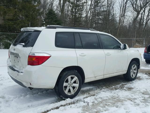 JTEDA41A892006221 - 2009 TOYOTA HIGHLANDER WHITE photo 4