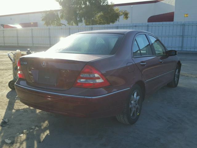 WDBRF61J32F196322 - 2002 MERCEDES-BENZ C 240 RED photo 4