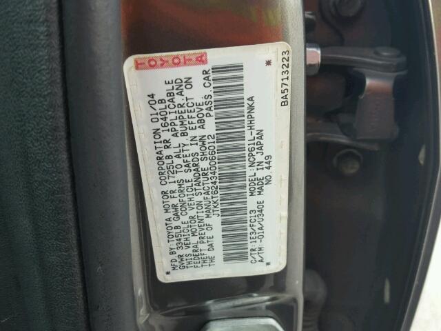 JTKKT624340066012 - 2004 TOYOTA SCION XA გრაფიტი ფოტო 10