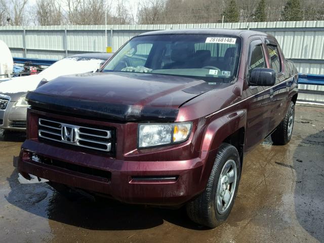 2HJYK16277H527482 - 2007 HONDA RIDGELINE RED photo 2