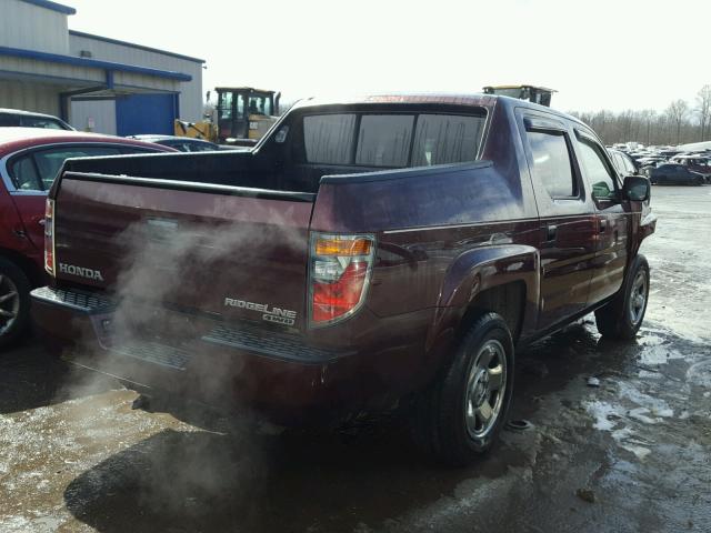 2HJYK16277H527482 - 2007 HONDA RIDGELINE RED photo 4