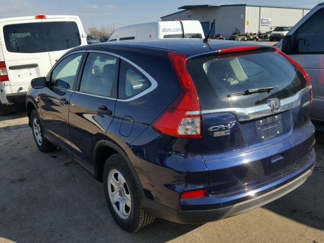 5J6RM4H35FL015256 - 2015 HONDA CR-V LX BLUE photo 3