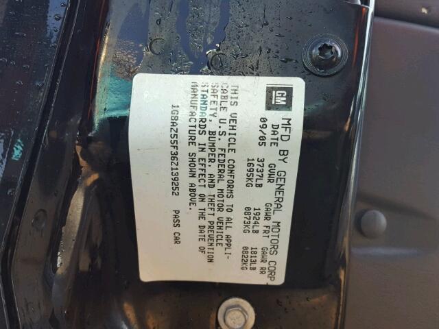 1G8AZ55F36Z139252 - 2006 SATURN ION LEVEL BLACK photo 10