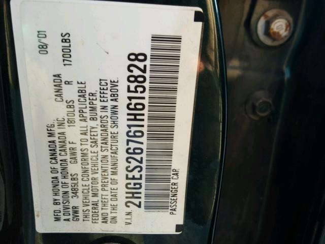 2HGES26761H615828 - 2001 HONDA CIVIC EX Yaşıl foto 10