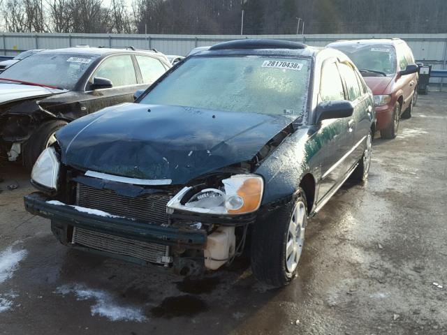 2HGES26761H615828 - 2001 HONDA CIVIC EX GREEN photo 2