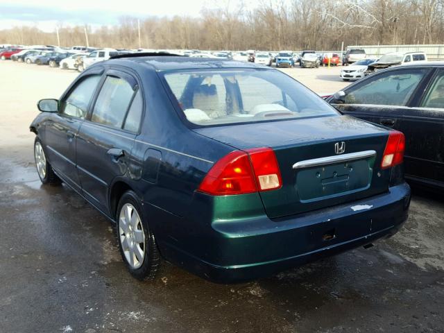 2HGES26761H615828 - 2001 HONDA CIVIC EX GREEN photo 3