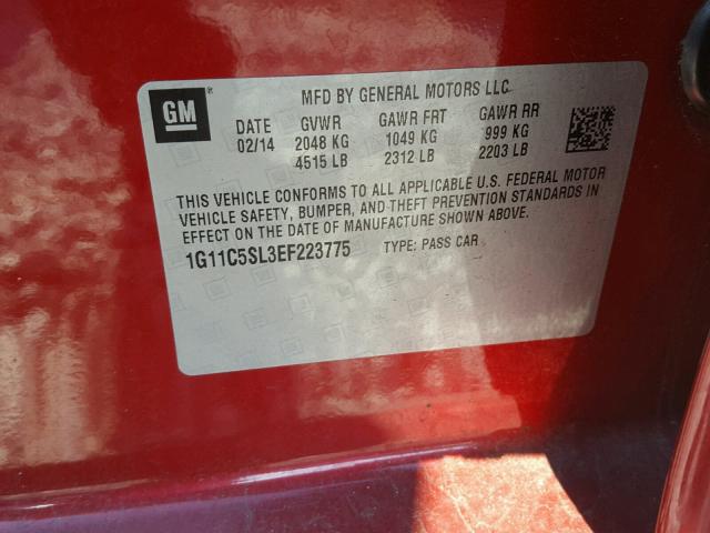 1G11C5SL3EF223775 - 2014 CHEVROLET MALIBU 1LT 红色 照片 10