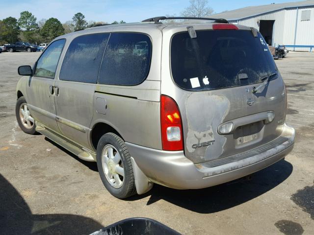 4N2ZN17T01D800805 - 2001 NISSAN QUEST GLE GOLD photo 3