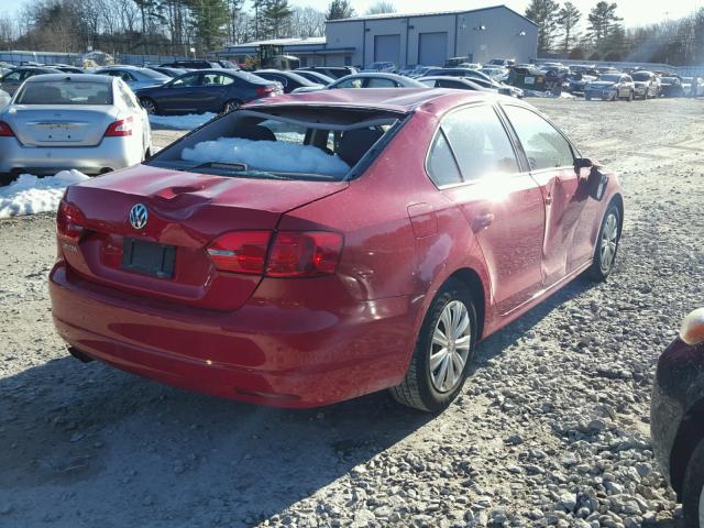 3VW2K7AJ8CM415651 - 2012 VOLKSWAGEN JETTA BASE RED photo 4