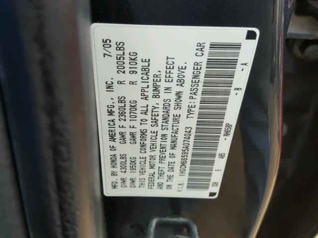 1HGCM66595A074043 - 2005 HONDA ACCORD EX BLUE photo 10