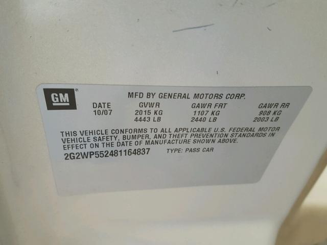 2G2WP552481164837 - 2008 PONTIAC GRAND PRIX GOLD photo 10