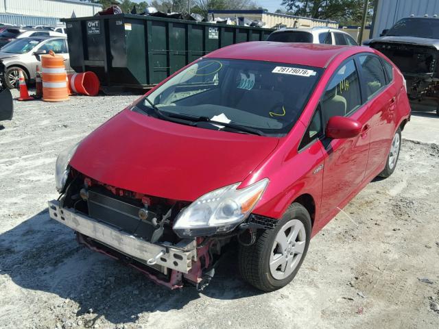 JTDKN3DU7A0067186 - 2010 TOYOTA PRIUS RED photo 2