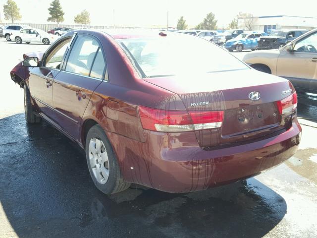 5NPET46C68H348213 - 2008 HYUNDAI SONATA GLS MAROON photo 3