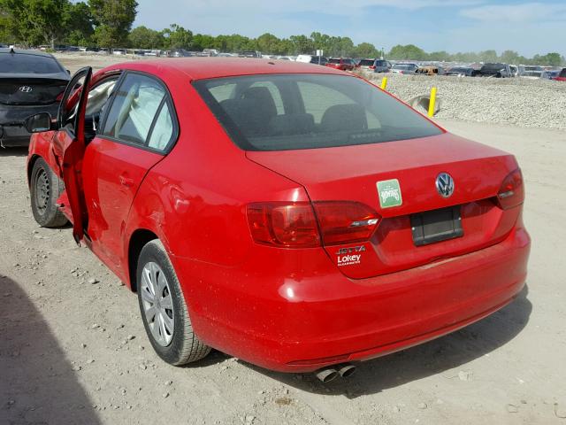 3VW2K7AJ3DM204732 - 2013 VOLKSWAGEN JETTA BASE 红色 照片 3