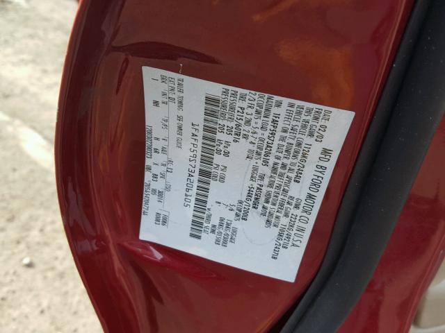 1FAFP59S73A206105 - 2003 FORD TAURUS SEL RED photo 10