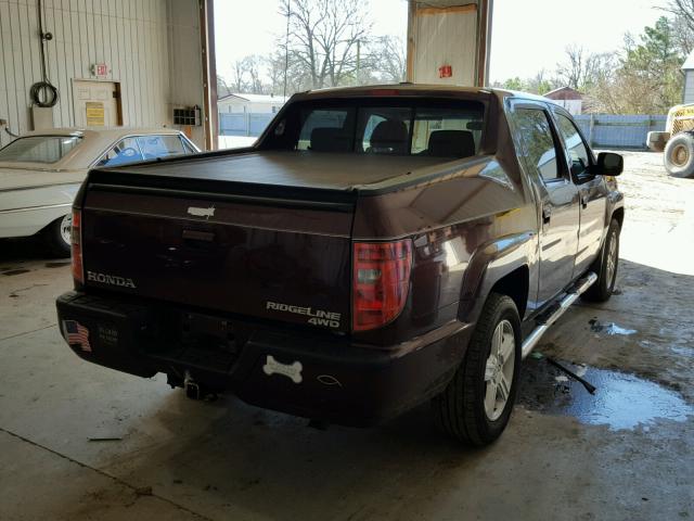 5FPYK1F53AB013941 - 2010 HONDA RIDGELINE BURGUNDY photo 4