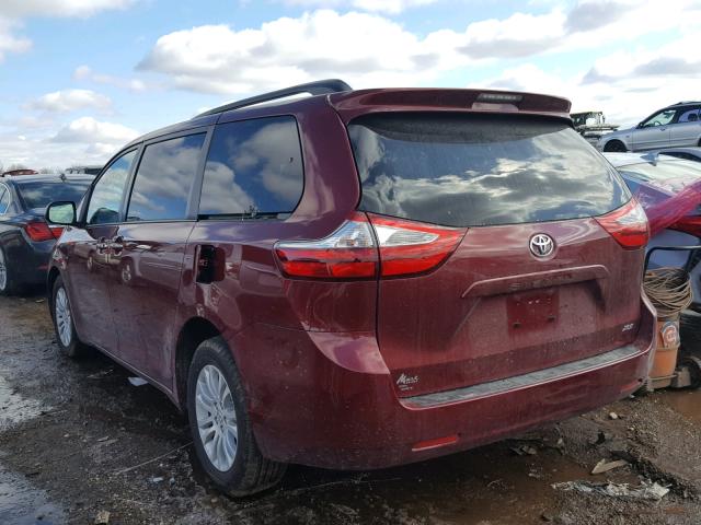 5TDYZ3DC7HS852580 - 2017 TOYOTA SIENNA XLE MAROON photo 3