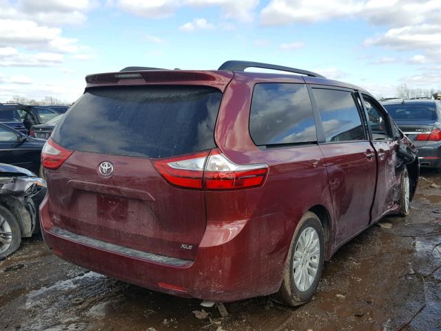 5TDYZ3DC7HS852580 - 2017 TOYOTA SIENNA XLE MAROON photo 4