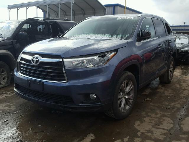 5TDJKRFH4FS180265 - 2015 TOYOTA HIGHLANDER BLUE photo 2