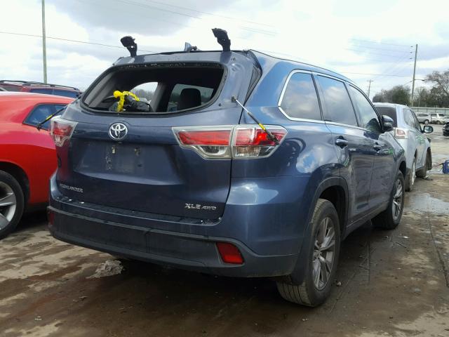 5TDJKRFH4FS180265 - 2015 TOYOTA HIGHLANDER BLUE photo 4