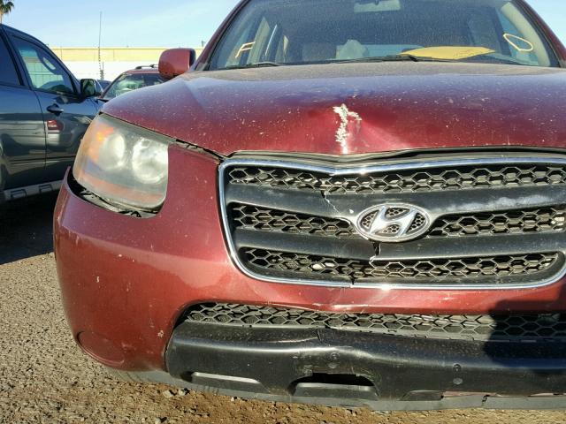 5NMSG13D87H097435 - 2007 HYUNDAI SANTA FE G MAROON photo 9