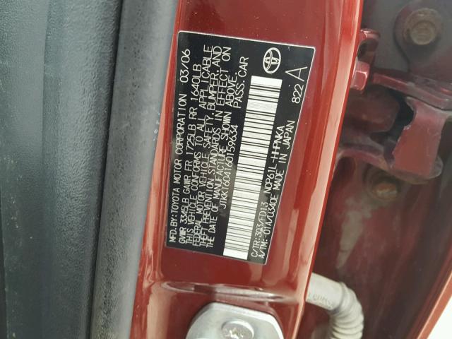 JTKKT604160159634 - 2006 TOYOTA SCION XA MAROON photo 10