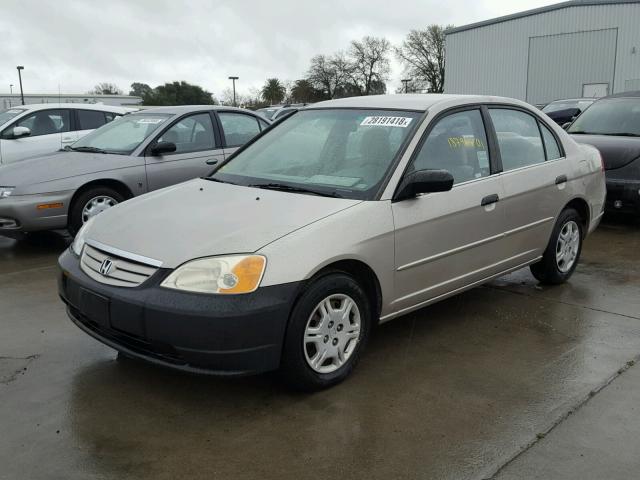 1HGES16541L036025 - 2001 HONDA CIVIC LX GOLD photo 2