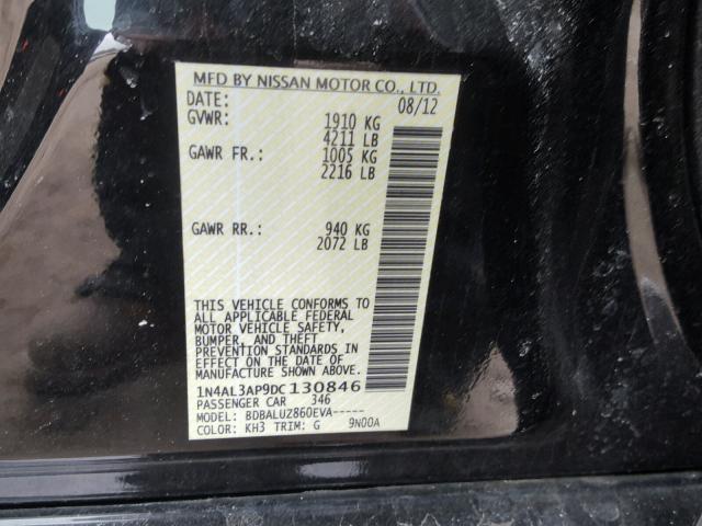 1N4AL3AP9DC130846 - 2013 NISSAN ALTIMA 2.5 BLACK photo 10