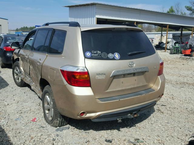 JTEDS41A782046768 - 2008 TOYOTA HIGHLANDER TAN photo 3