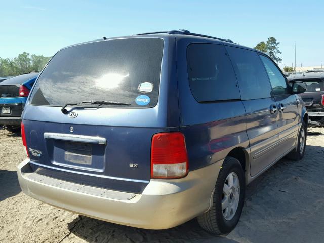 KNDUP131X26334396 - 2002 KIA SEDONA EX BLUE photo 4