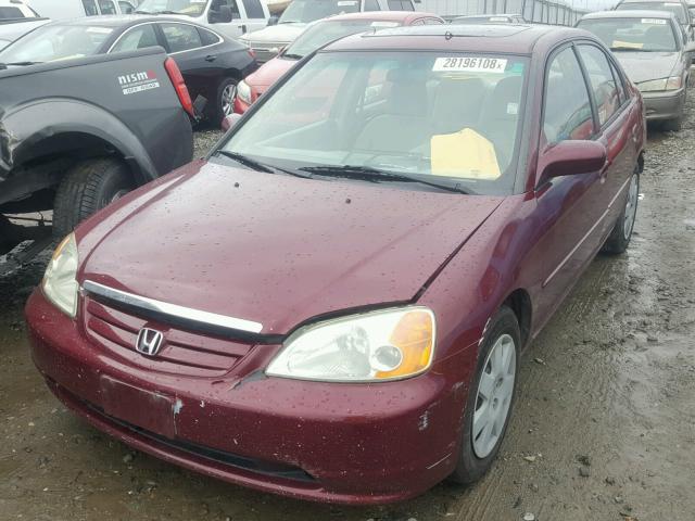 1HGES26722L014534 - 2002 HONDA CIVIC EX MAROON photo 2