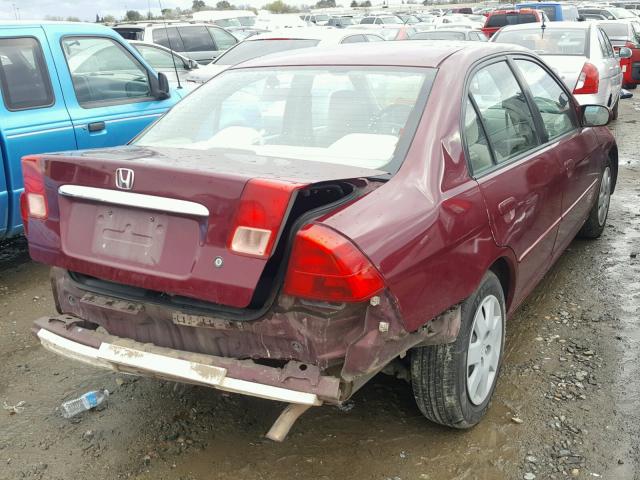 1HGES26722L014534 - 2002 HONDA CIVIC EX მუქწითელი ფოტო 4