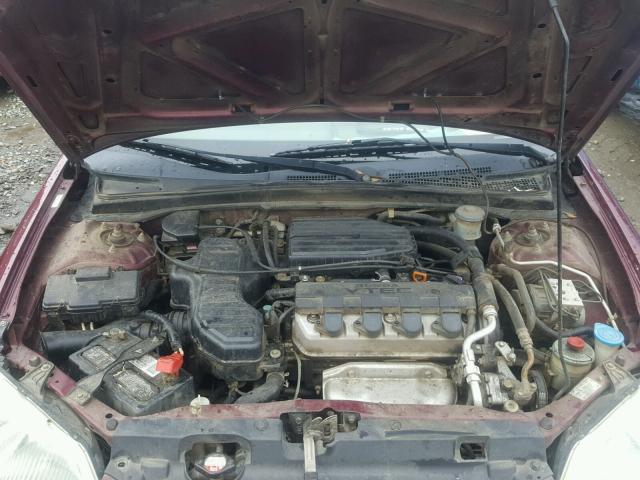 1HGES26722L014534 - 2002 HONDA CIVIC EX მუქწითელი ფოტო 7