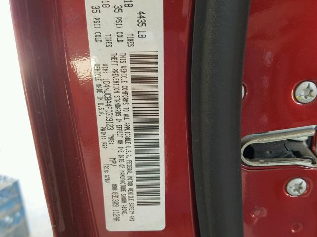 1C4NJCBA4FD319123 - 2015 JEEP COMPASS SP RED photo 10