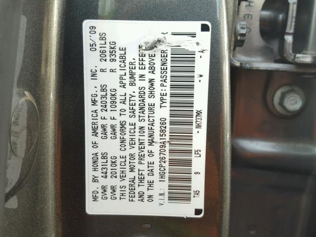 1HGCP26709A158260 - 2009 HONDA ACCORD EX BLUE photo 10