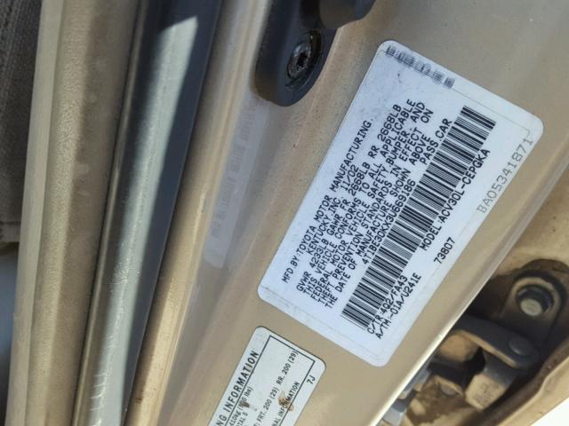 4T1BE30KX3U669186 - 2003 TOYOTA CAMRY LE TAN photo 10