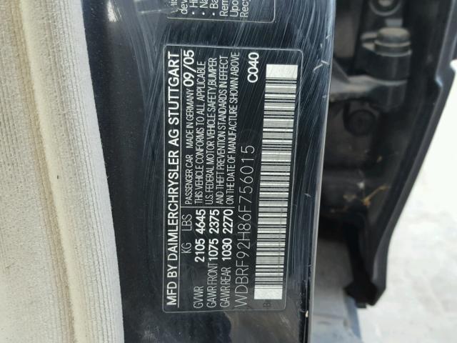 WDBRF92H86F756015 - 2006 MERCEDES-BENZ C GENERATI BLACK photo 10