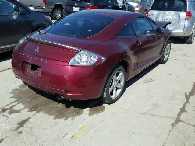 4A3AK24F97E016426 - 2007 MITSUBISHI ECLIPSE GS MAROON photo 4