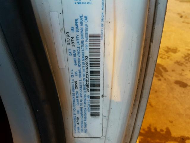 3VWBC21CXXM459092 - 1999 VOLKSWAGEN NEW BEETLE 白色 照片 10