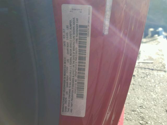 3VWPG31C17M515825 - 2007 VOLKSWAGEN NEW BEETLE 红色 照片 10