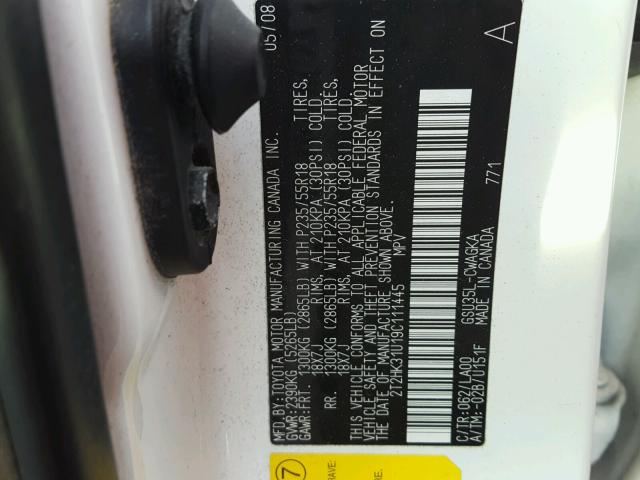 2T2HK31U19C111445 - 2009 LEXUS RX 350 WHITE photo 10