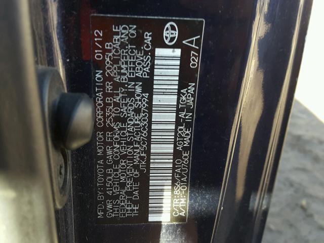 JTKJF5C76C3037994 - 2012 TOYOTA SCION TC 蓝色 照片 10