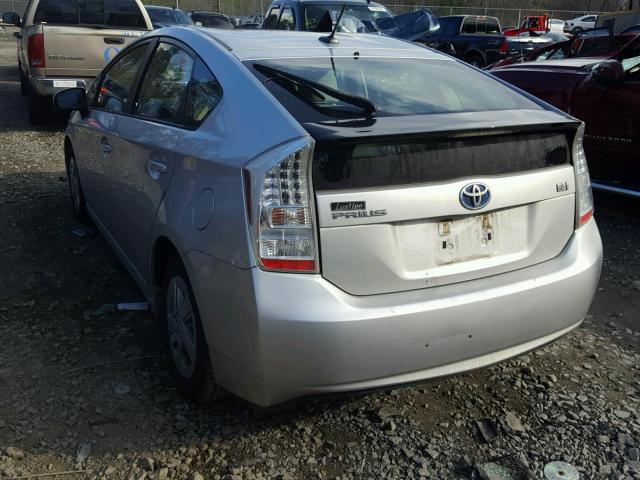 JTDKN3DU7B5306966 - 2011 TOYOTA PRIUS SILVER photo 3